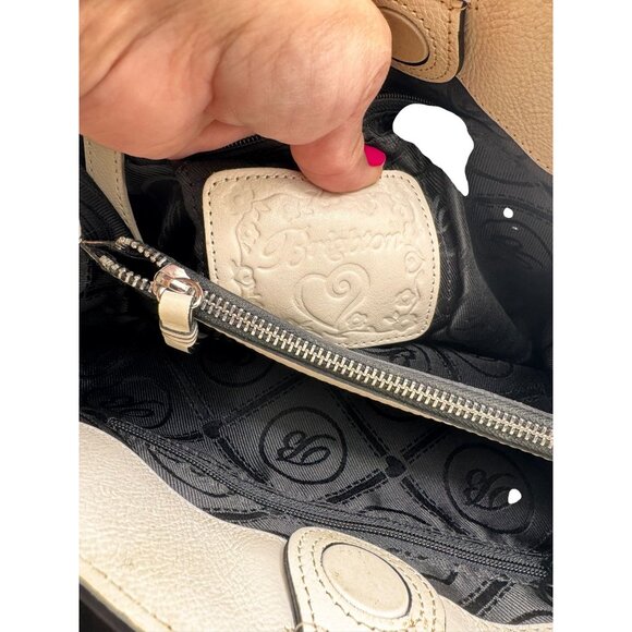 Brighton Ferrara Levia Lorenza Vallera Bucket White Leather Shoulder Bag Braided - Picture 6 of 16